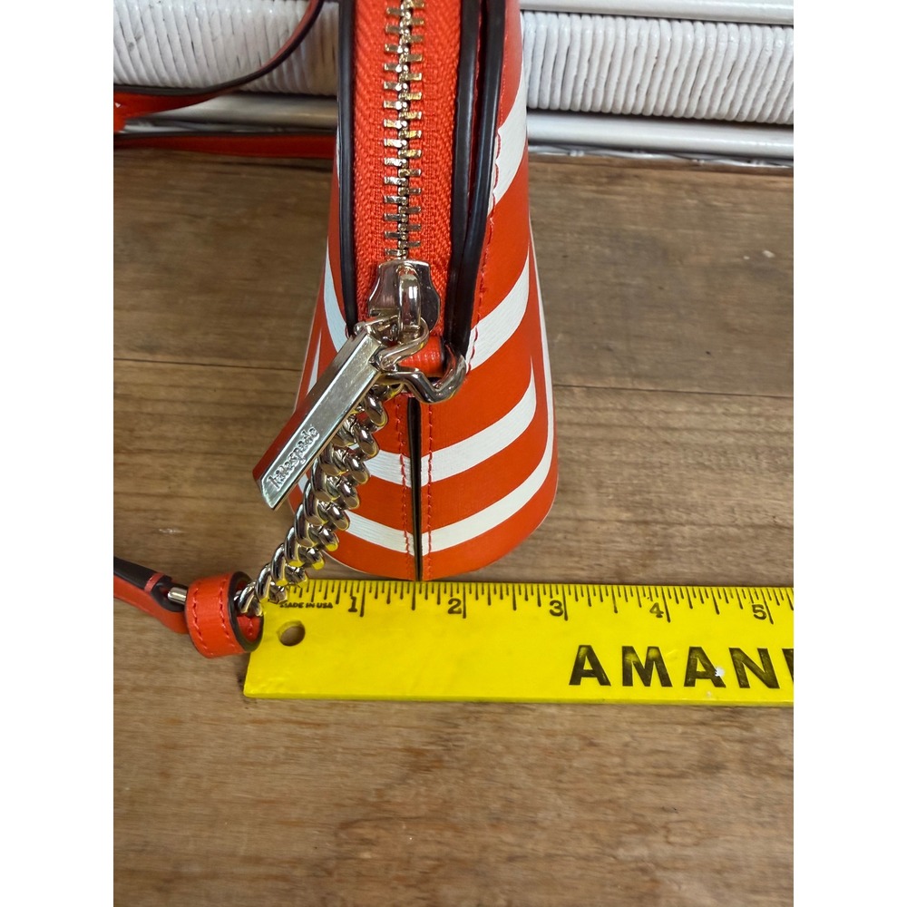 Kate Spade Orange White Striped Dome Crossbody Bag Gold Chain J183 - Picture 13 of 13